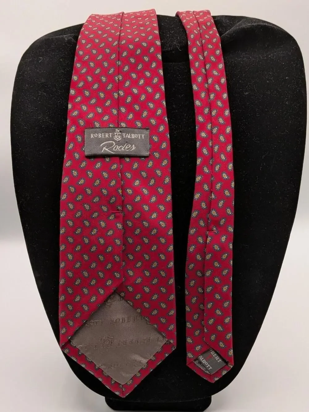Robert Talbott Rodes Red Blue Paisley Hand Sewn USA Made 100% Silk Tie Vintage